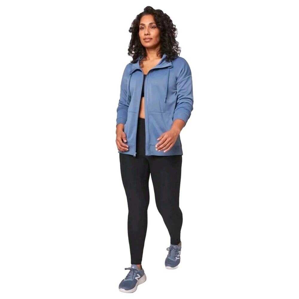 NWT Mondetta Womens Performance Full Zip Fleece Lined Hoodie Pockets Blue Size S - Picture 2 of 6